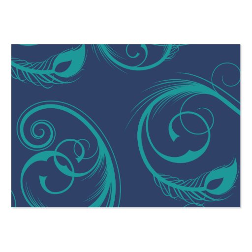 Love Birds & Feather - Teal and Navy Info Card Business Card Templates (back side)