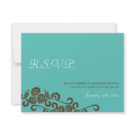 Love birds garden teal blue wedding rsvp response invitation