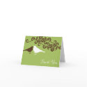 Love birds green custom photo wedding thank you card