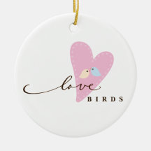 Love Birds & Heart Christmas Ornament