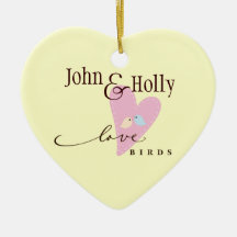Love Birds & Heart Christmas Tree Ornaments