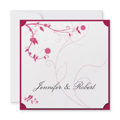 Love Birds in Pink and White Wedding Invitation invitation