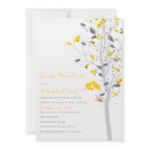 Love Birds in Tree - Yellow & Gray Invitation