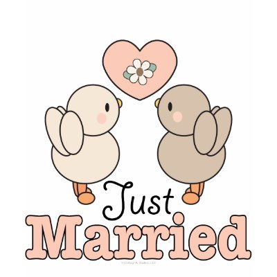 Love Birds Just Married Bride T shirt by WeddingTeesGifts
