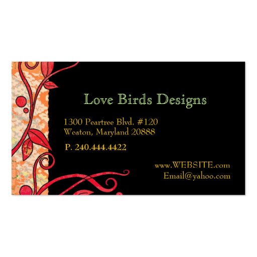 Love Birds Landscaping Business Cards (back side)