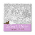 Love birds lilac purple custom photo save the date magnet