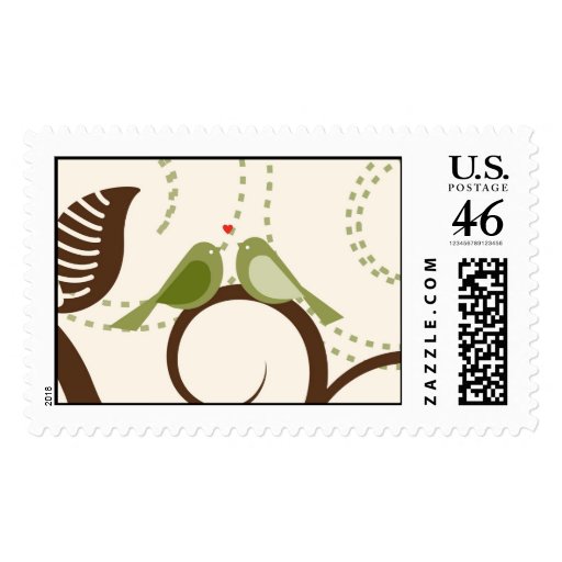 Love Birds on a Curly branch Stamps