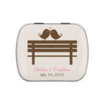 Love Birds on Park Bench Wedding Jelly Belly Candy Tins at Zazzle