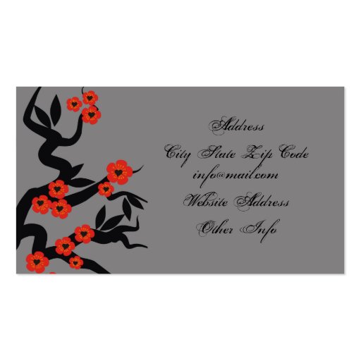 Love Birds On Sakura Tree And Chinese Love Symbol Business Cards (back side)