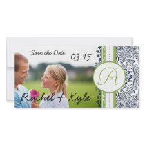 Love Birds Orange Damask Save the Date photo cards