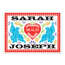 Love Birds Papel Picado Wedding Invitation