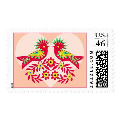 love birds postage stamp