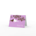 Love birds purple custom photo wedding thank you card