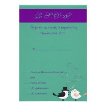 Love Birds Purple/Lavender Wedding RSVP Card