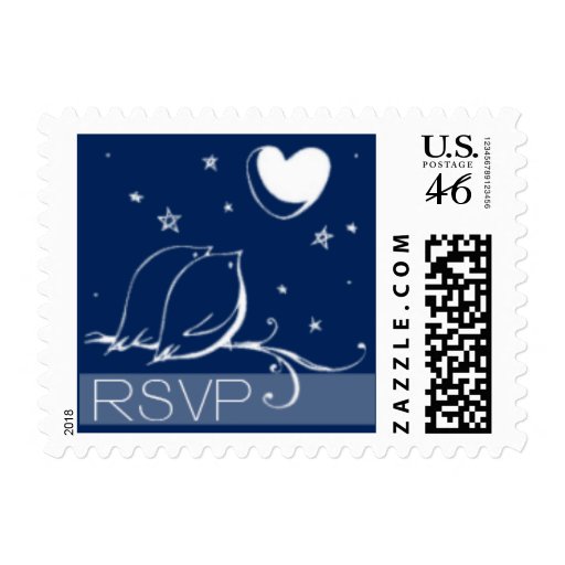 Love Birds R.S.V.P. Wedding Postage Stamp