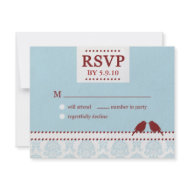 Love Birds Red Blue RSVP invitation