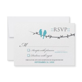 Love Birds RSVP Card (aqua & white) invitation