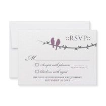 Love Birds RSVP Card (purple & white) Personalized Invites