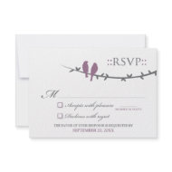 Love Birds RSVP Card (purple & white) invitation