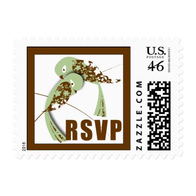 Love Birds RSVP postage stamp