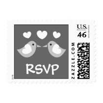 Love Birds RSVP Postage Stamp (Gray)