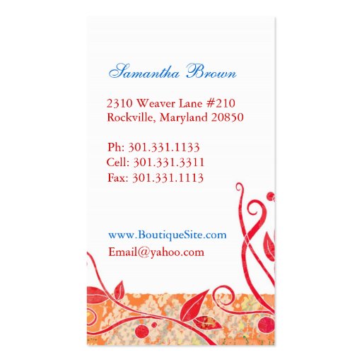 Love Birds Salon Business Cards (back side)