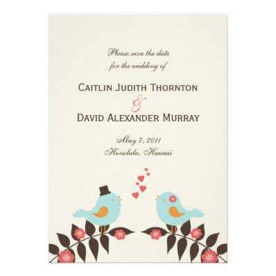 Love Birds Save The Date Card Announcements