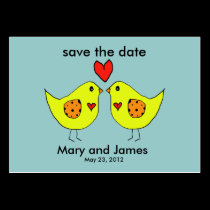 love birds save the date card business cards