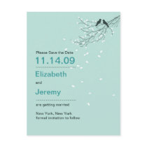 Love Birds Save the Date Postcard Blue by spinsugar Love Birds Save the Date Postcard Blue