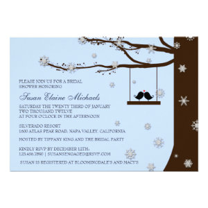 Love Birds Snowflakes Oak Tree Bridal Shower Custom Invites