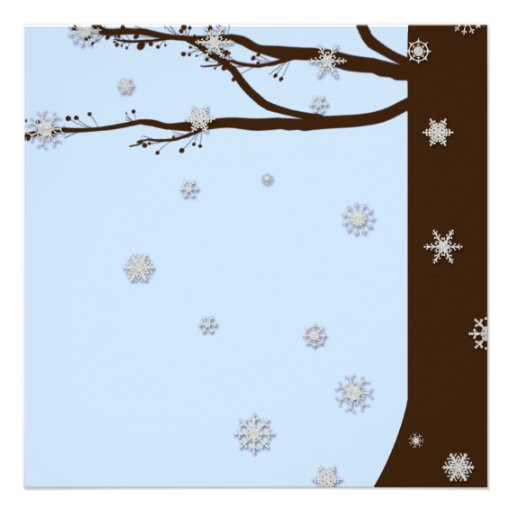 Love Birds Snowflakes Oak Tree Winter Wedding Personalized Announcement
