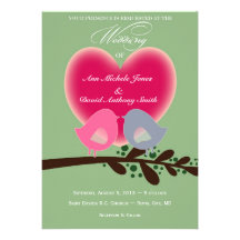 Love Birds Sophisticated & Whimsical Wedding Personalized Invitation