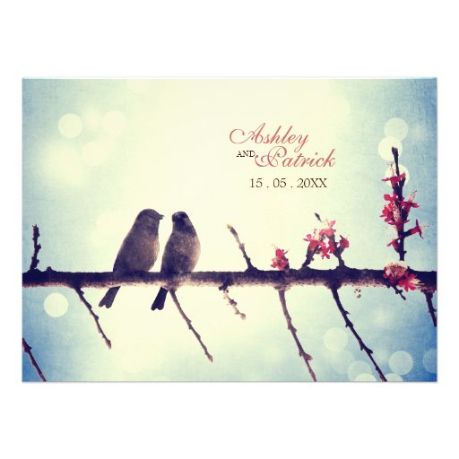 Love birds story horizontal invitations