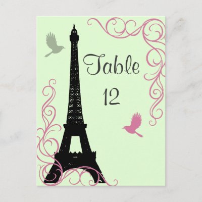 Love Birds Table Number (green) Post Card