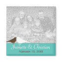 Love birds teal blue custom photo save the date magnet