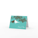 Love birds teal custom photo wedding thank you card