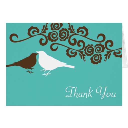 Love birds teal custom photo wedding thank you greeting card