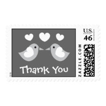 Love Birds Thank You Postage Stamp (Gray)