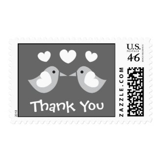 Love Birds Thank You Postage Stamp (Gray)