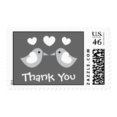 Love Birds Thank You Postage Stamp (Gray)