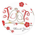 Love Birds Thank You Stickers by DioSelina Love Birds Thank You Stickers