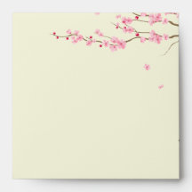 Love Birds Vintage Cage Cherry Blossom Wedding Envelope