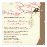 Love Birds Vintage Cage Cherry Blossom Wedding Personalized Announcements at Zazzle