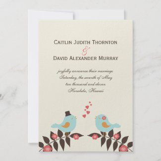 Love Birds Wedding Announcement invitation