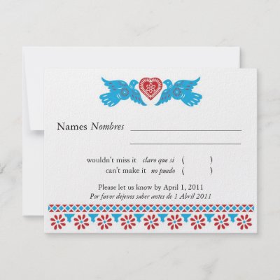 Mexican cut paper style wedding RSVP wedding party or save the date card
