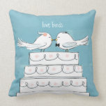 Love Birds Wedding Cake Bride & Groom Kiss Throw Pillows