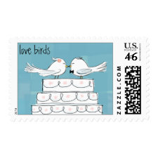 Love Birds - Wedding Cake Bride & Groom zazzle_stamp