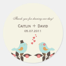 Love Birds Wedding Favor Stickers/Envelope Seals