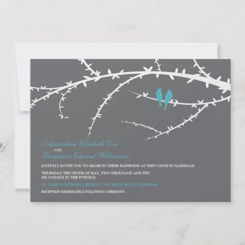 Love Birds Wedding Invitation (aqua) invitation