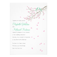 Love Birds Wedding Invitation in Pink and Blue